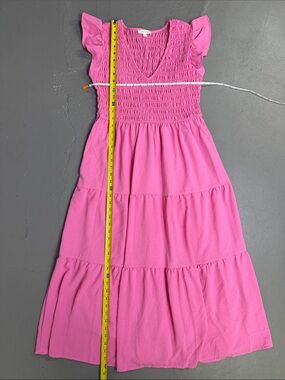 Flutter Sleeve Tiered Dress - Pink